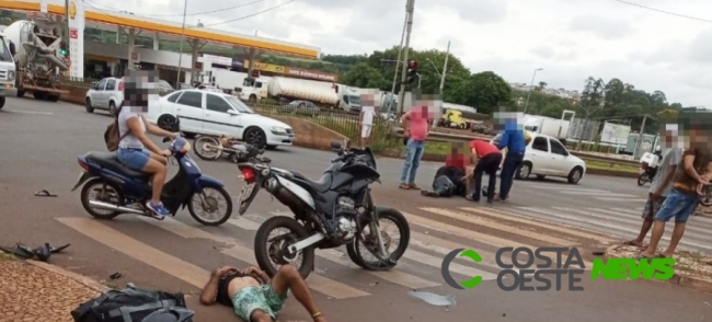  Indivíduo avança sinal vermelho com moto furtada e causa acidente em Medianeira 