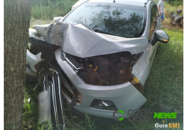 Motorista perde controle e bate em árvore no interior de São Miguel do Iguaçu