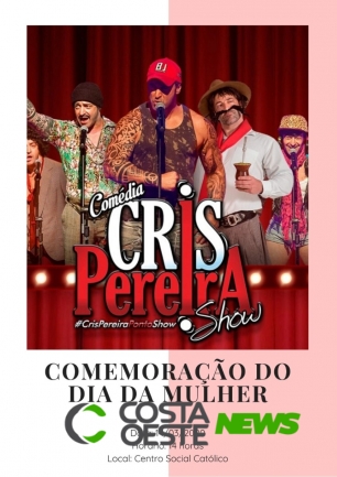 Cris Pereira será principal atração do evento em comemoração ao Dia da Mulher