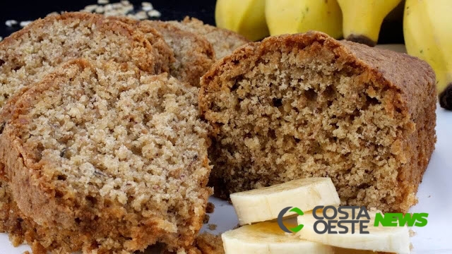 Bolo de banana com aveia - Sem açúcar e sem farinha