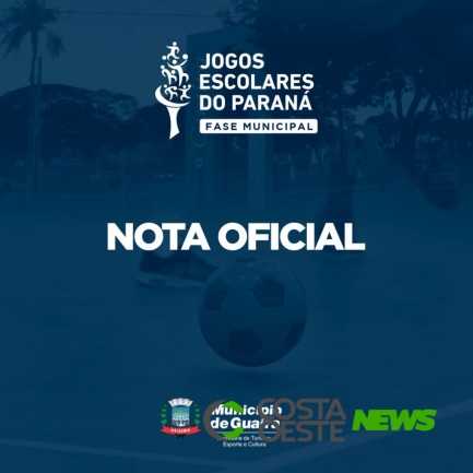 Nota Oficial Jogos Escolares Fase Municipal