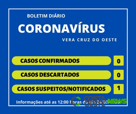 Vera Cruz do Oeste tem um caso suspeito de Covid-19
