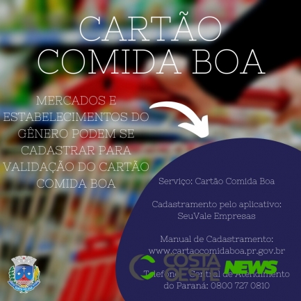 Empresas do gênero alimentício podem se cadastrar para fornecimento de alimentos no Cartão Comida Boa