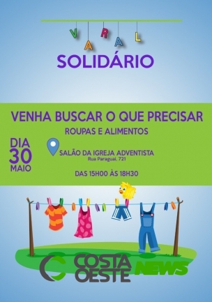 Doações do ???Varal Solidário??? da ASA serão entregues neste sábado (30) em Santa Helena