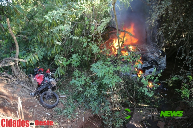 Incêndio destrói veículo envolvido no acidente com vítima fatal em Itaipulândia
