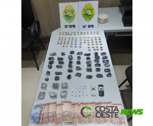 Homem é preso por tráfico de drogas e diversos ilícitos são apreendidos pela PM em Medianeira