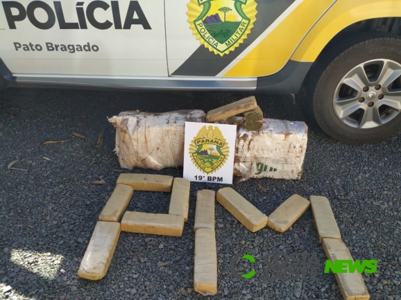 Polícia Militar de Pato Bragado apreende maconha na linha KM 13