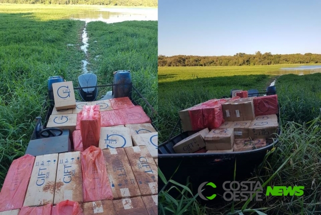 Policiais apreendem embarcações com carga de cigarros contrabandeados em Santa Helena