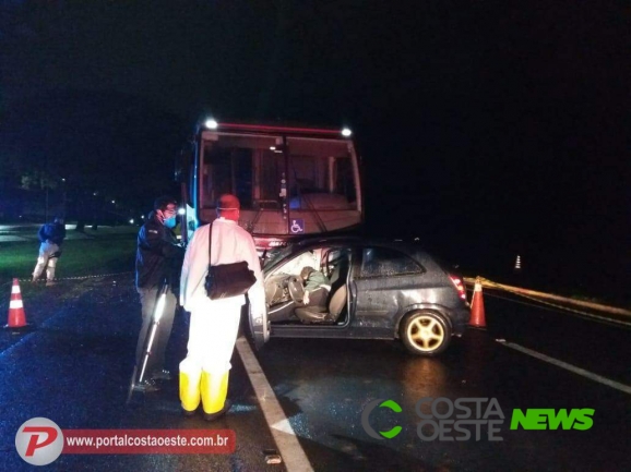 Homem morre após acidente entre ônibus e carro em Santa Terezinha de Itaipu