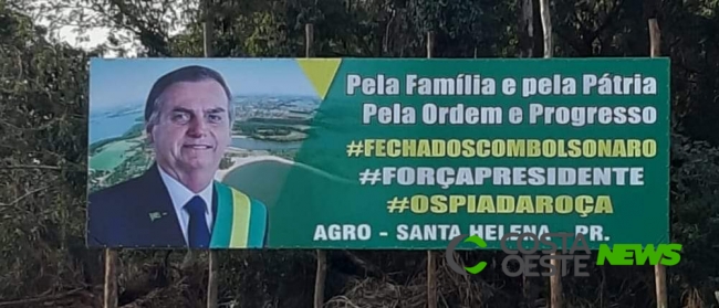 Outdoor manifesta apoio de produtores de Santa Helena ao presidente Bolsonaro