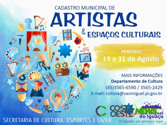 Prefeitura cadastra artistas e espaços culturais atuantes em São Miguel do Iguaçu