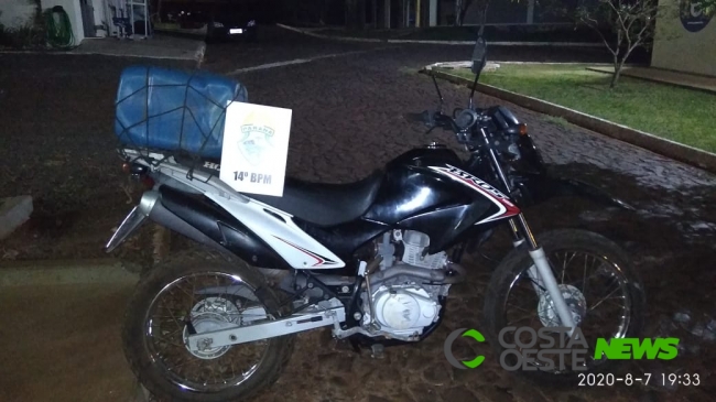 Homem é detido pela PM com moto furtada em Serranópolis do Iguaçu