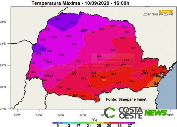 Guaíra registra temperatura mais alta do Paraná nesta quinta-feira (10)