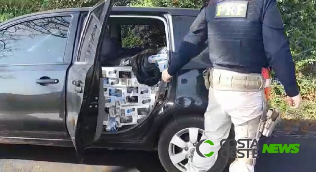 PRF encontra veículo lotado de cigarros contrabandeados próximo a BR 277 