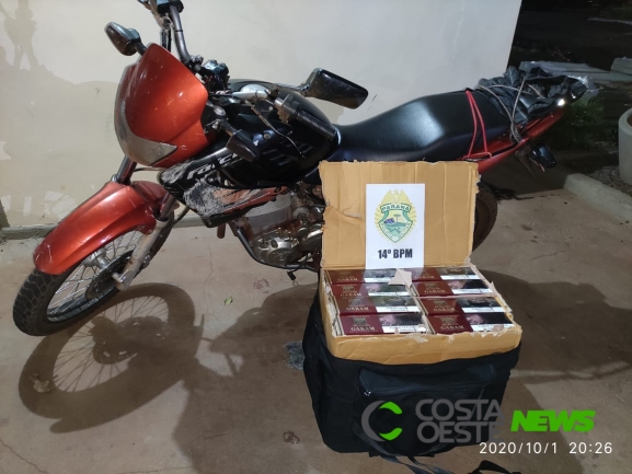 Motociclista é detido pela ROTAM de Medianeira com cigarros contrabandeados 