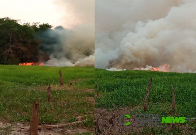 Mais de 10 hectares de borda do reservatório de Itaipu são atingidas pelo fogo em Santa Helena (vídeo)