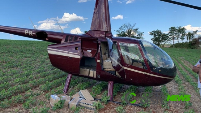 Helicóptero é apreendido com quase 500kg de cocaína no Paraná