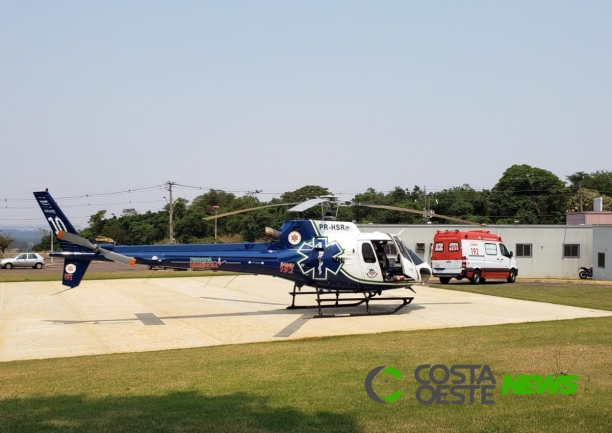 Idoso é aerotransportado com insuficiência respiratória para Medianeira