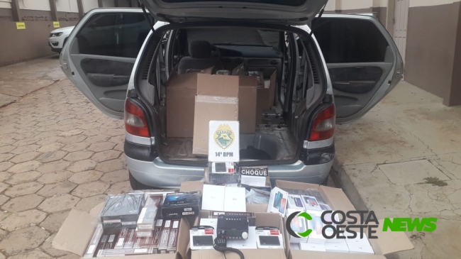 Pelotão do Choque prende três homens, apreende contrabando e dinheiro em Medianeira