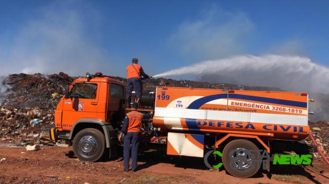 Município une forças para combater incêndio no Aterro Sanitário