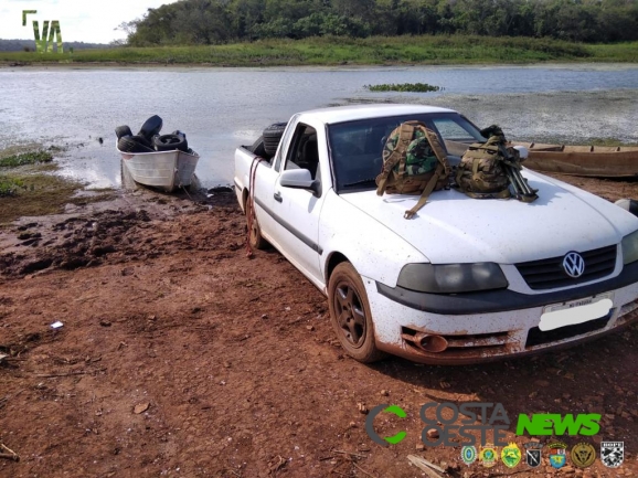 PF e BPFRON prendem dois criminosos com veículo, barco e carga de pneus