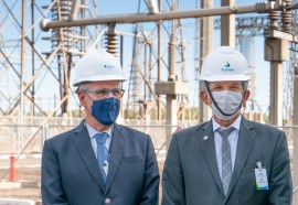 Visita do ministro de Minas e Energia, Bento Albuquerque, e do diretor-geral brasileiro de Itaipu, general Joaquim Silva e Luna, à subestação, em nove