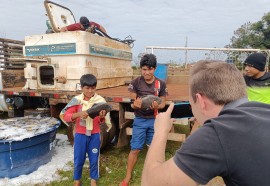 Distribuição de peixes nas aldeias de Itaipulândia e Santa Helena