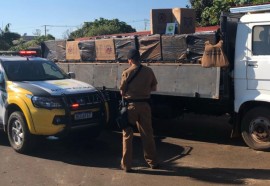 Polícia Militar apreende caminhão carregado com cigarros contrabandeados em Missal