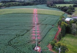 Imagens do pivô de irrigação de luz na propriedade do seu Vilmar no Rio Grande do Sul. Foto: Assessoria