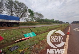 Acidente envolvendo carreta é registrado na BR-277 em São Miguel do Iguaçu