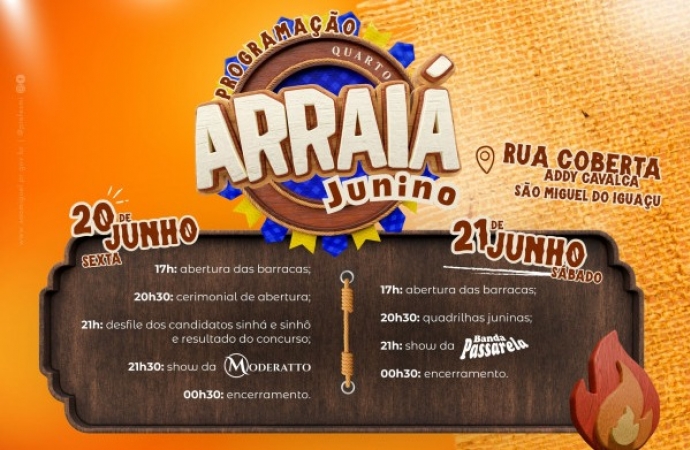 4º Arraiá Junino inicia nesta sexta-feira (20) com atrações para toda a família