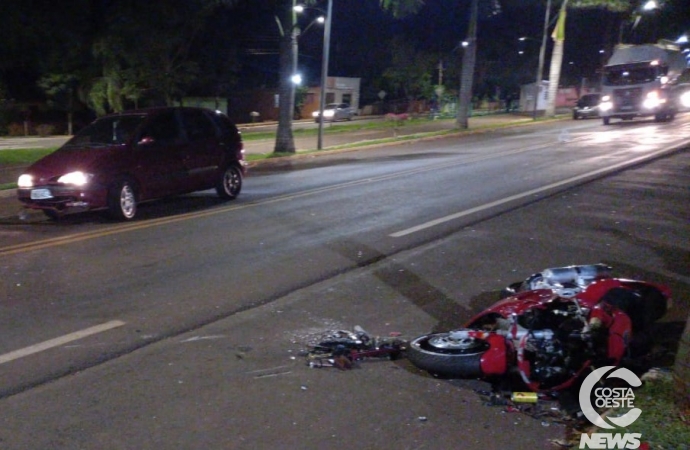 Acidente deixa motociclista ferido na saída de Entre Rios do Oeste