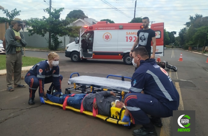 Acidente entre carro e moto deixa um ferido em Santa Helena