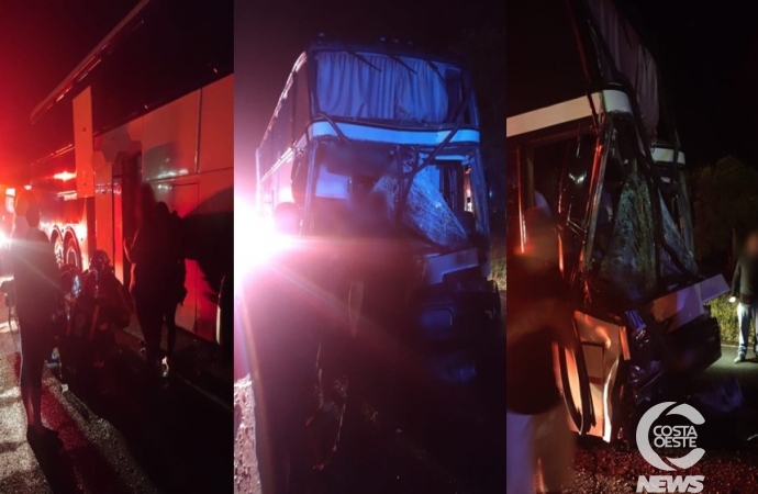 Acidente envolve carreta e ônibus na BR-277, em Medianeira