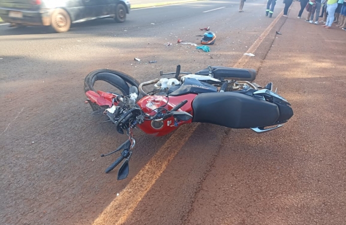 Acidente grave entre moto e ônibus na BR-277 deixa motociclista ferido em São Miguel do Iguaçu