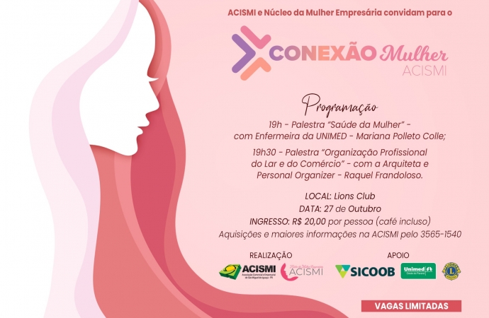 ACISMI e o Núcleo da Mulher Empresária realizam evento nesta quarta-feira (27)