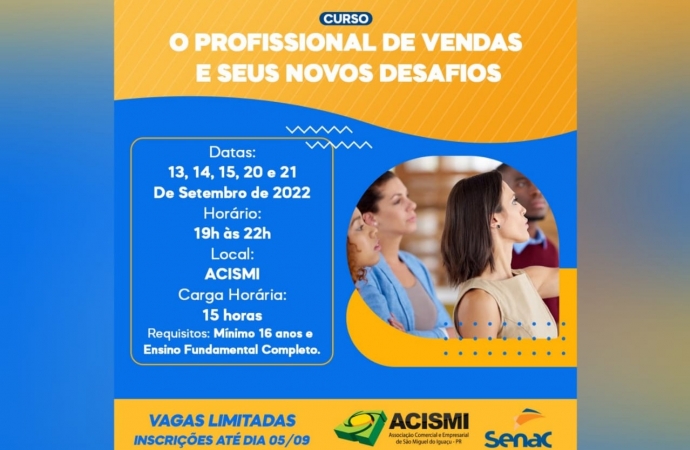 ACISMI e SENAC com inscrições abertas para curso de vendas