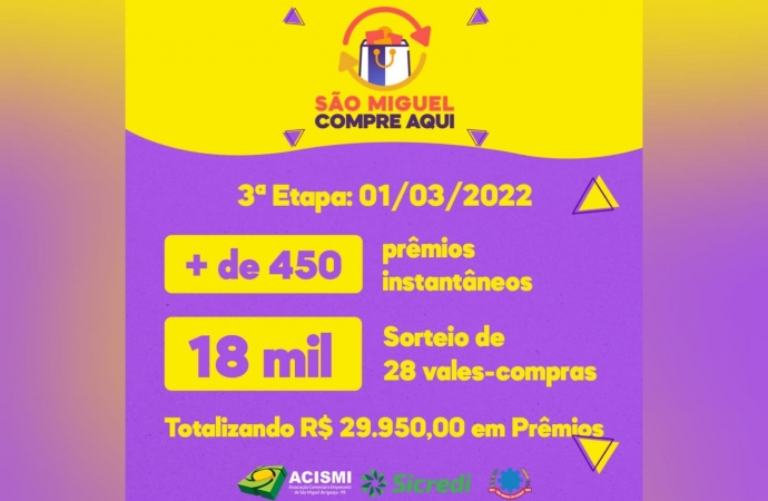 Acismi inicia 3ª etapa da Campanha São Miguel Compre Aqui quase R$ 30mil em prêmios