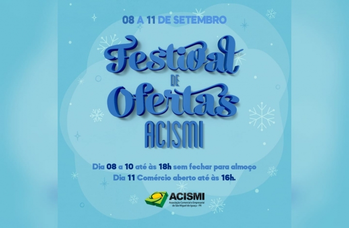 ACISMI realiza Festival de Ofertas de 08 a 11 de setembro