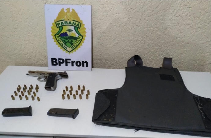 BPFRON apreende arma de fogo, colete balístico e munições, durante abordagem em Matelândia
