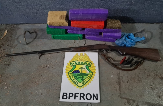 BPFRON apreende droga, arma de fogo e munições em Diamante do Oeste