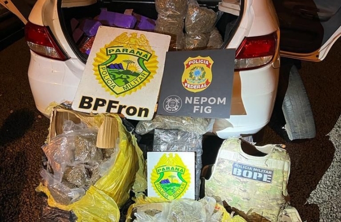 BPFRON, BOPE e Polícia Federal Bope apreendem veículo carregado de drogas na cidade de São Miguel do Iguaçu-PR