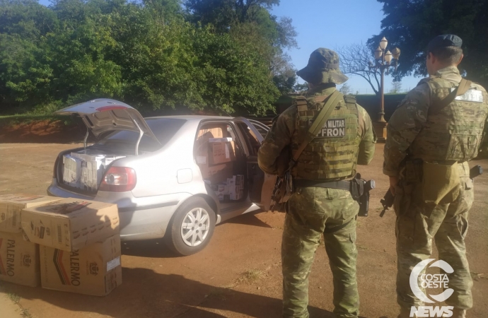 BPFRON e BOPE apreendem veículo carregado com cigarros em Entre Rios do Oeste