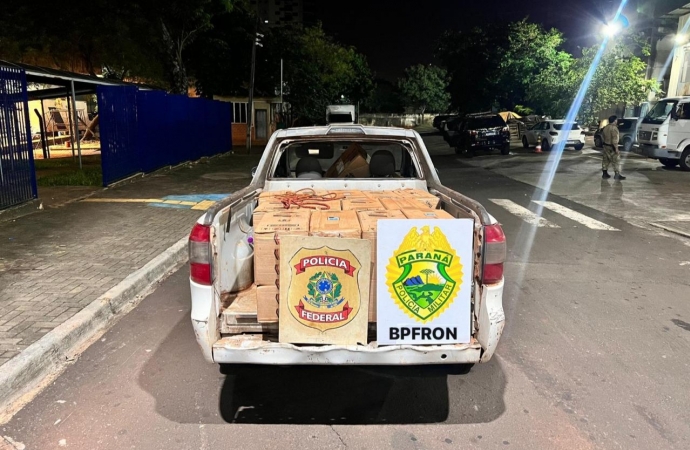 BPFron e PF apreendem cigarros contrabandeados na cidade de Santa Helena