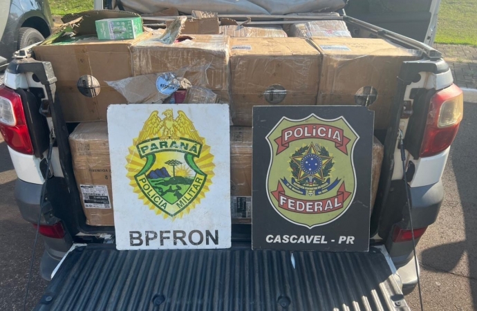 BPFRON e PF apreendem veículo carregado com cigarros eletrônicos em Céu Azul