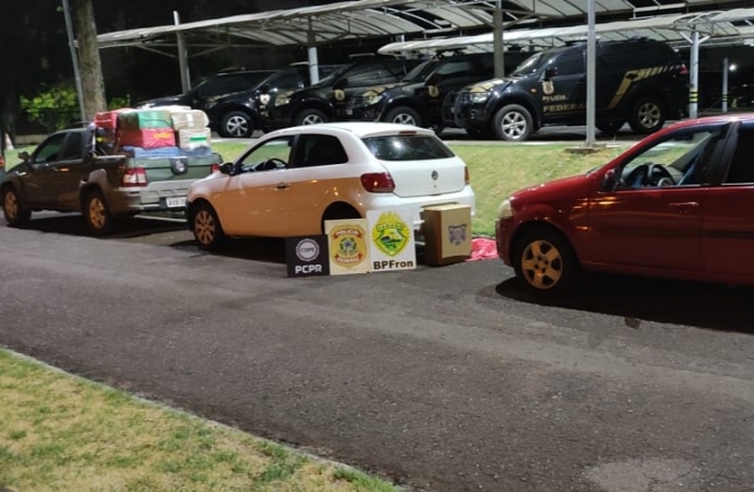 BPFRON e PF apreendem veículos carregados com cigarros em Santa Helena