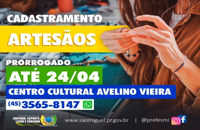Cadastramento de artesãos de São Miguel do Iguaçu foi prorrogado para o dia 20 de abril