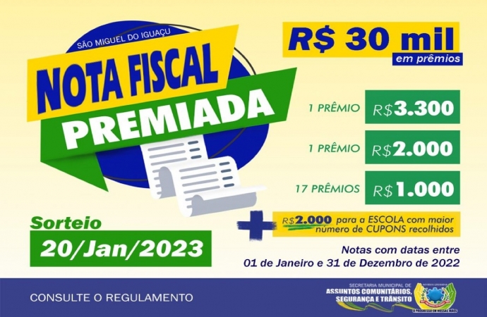 Campanha Nota Fiscal Premiada já distribuiu mais de 30 mil cupons em São Miguel do Iguaçu
