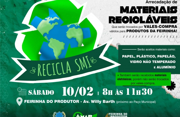 Campanha Recicla SMI de maio será realizada neste sábado (10)