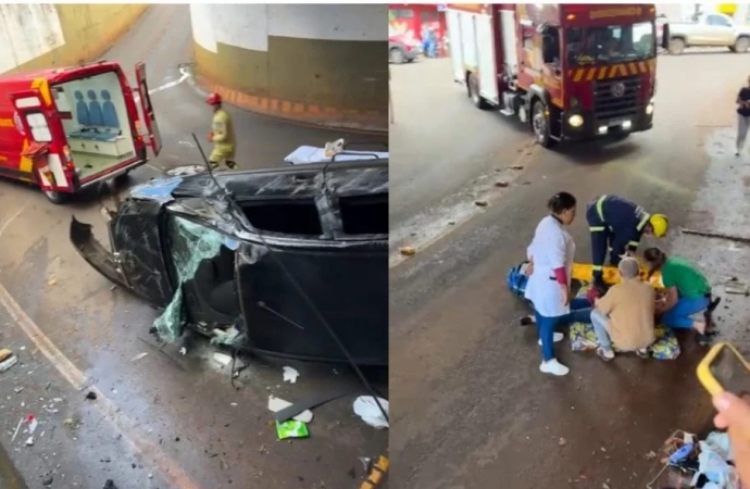 Carro sai de pista e voa para dentro de túnel após acidente na BR-277